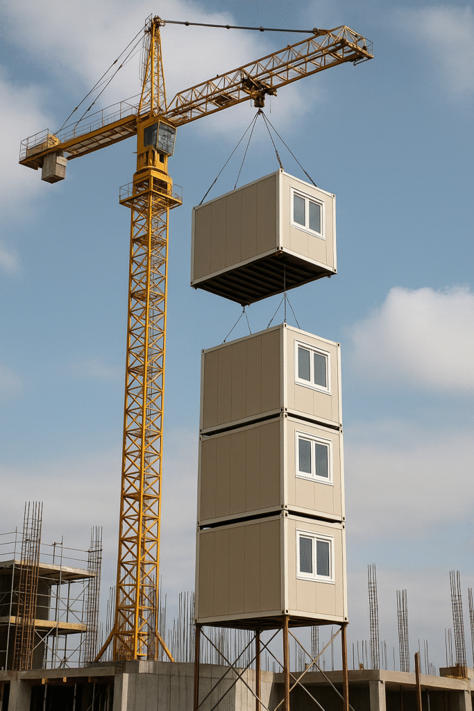 Stacked prefabricated worker housing units