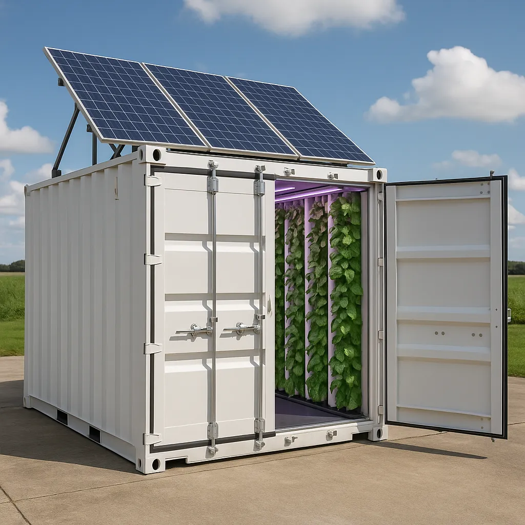 Soilless Vertical Farming Containers for Year Round Crops